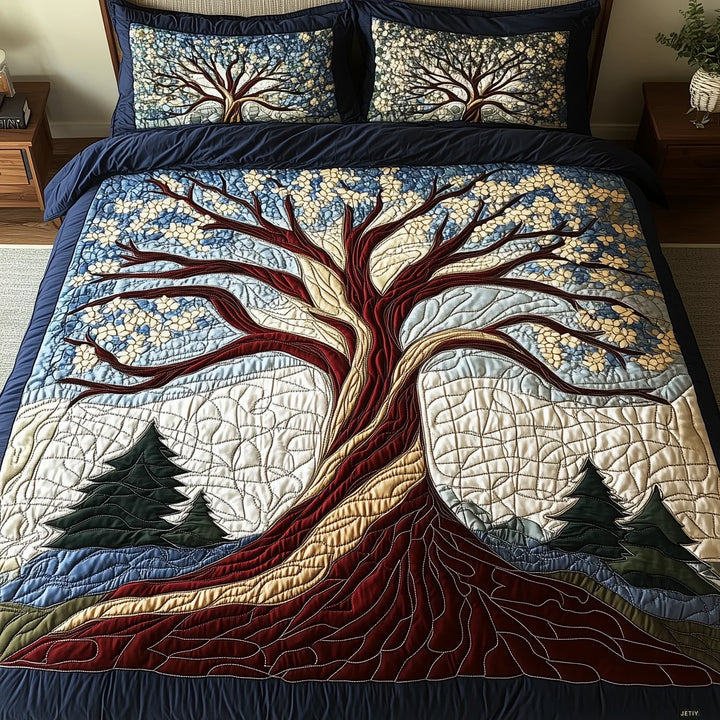 Juego de cama acolchado de 3 piezas - Armonía del Bosque