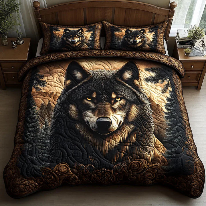 Juego de cama acolchado de 3 piezas - Animales del Bosque