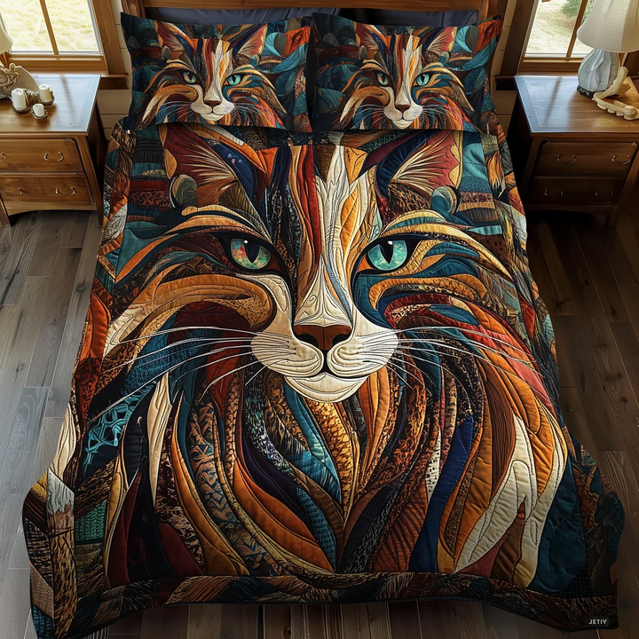 Juego de cama acolchado de 3 piezas - Suaves Ronroneos