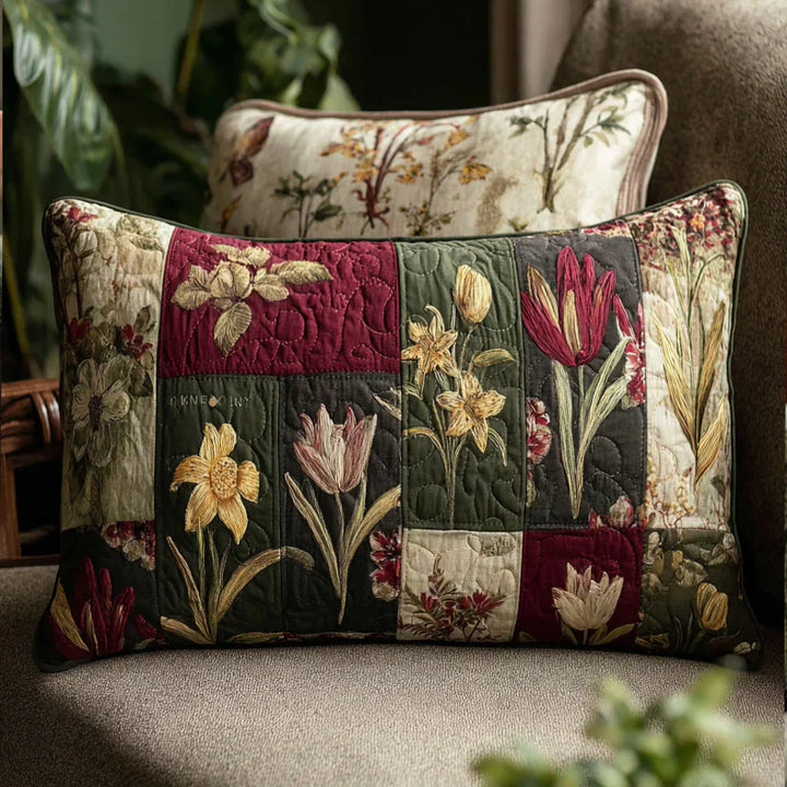 Funda de Cojín Acolchada - Sueños de Flores Silvestres